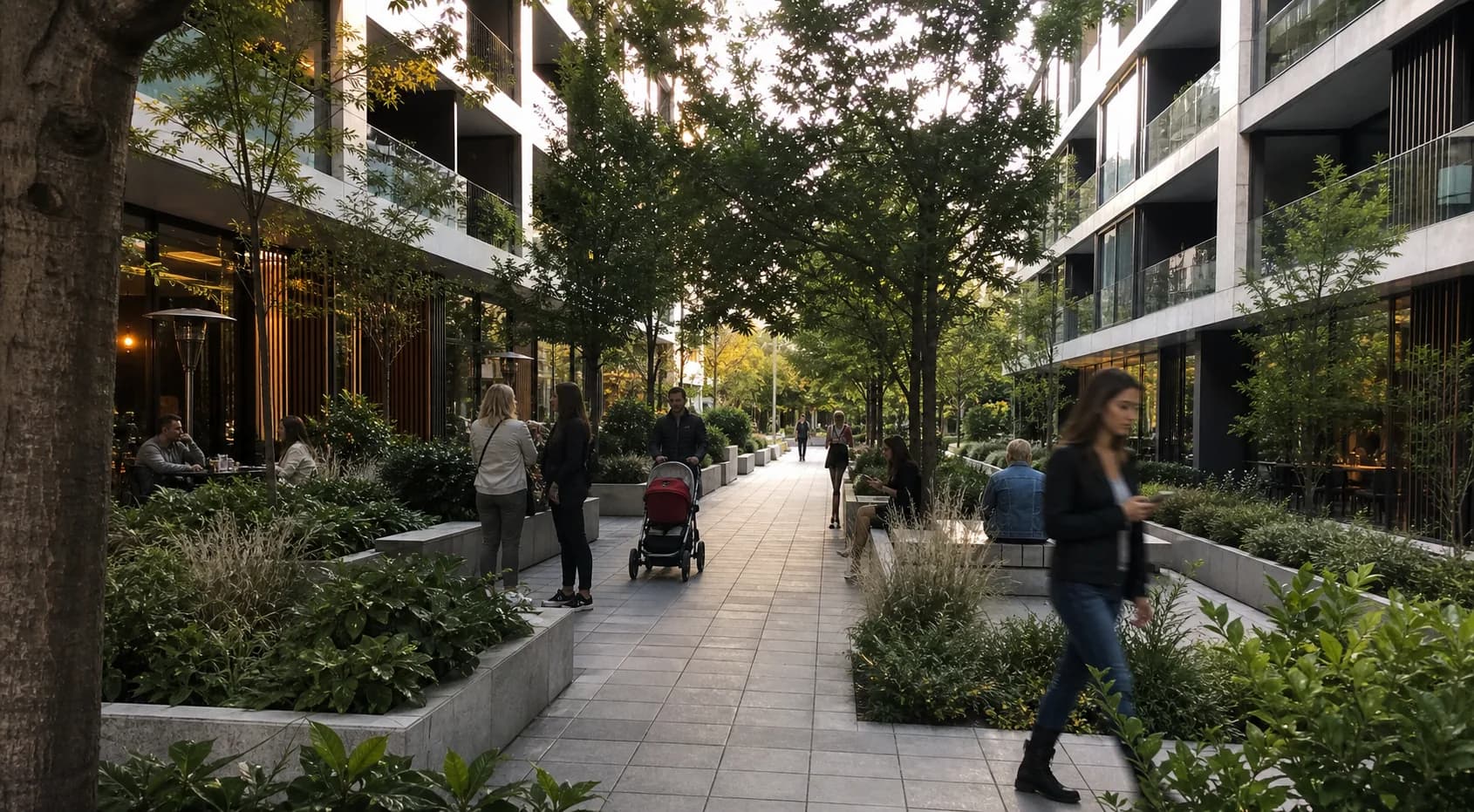 Vista de plaza urbana en Vitacura